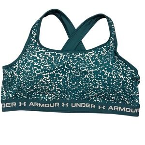 Under Armour 3X Compression Crossback Mid Print Sports Bra Teal Activewear
